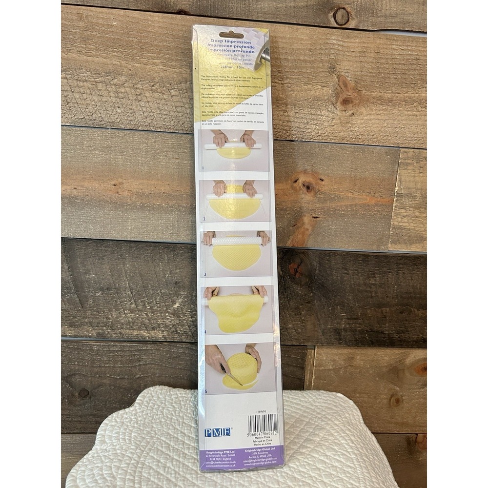 PME Rolling Pin Deep Impression Basketweave 10" # BW91 New In Package! - Picture 6 of 6